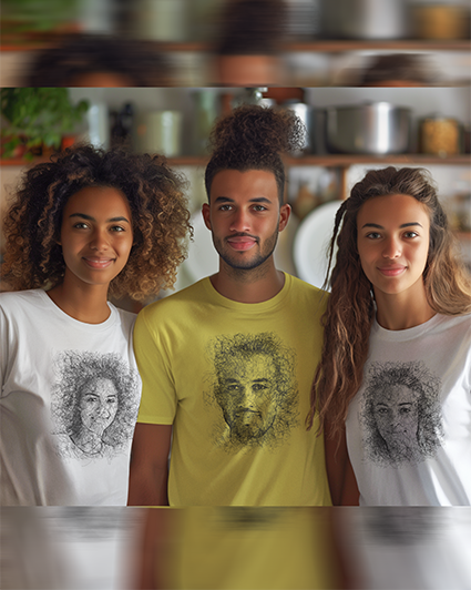 t-shirt-mockup-of-an-ai-generated-group-of-friends-posing-in-a-cooking-party-m40120